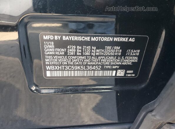 WBXHT3C59K5L36452 2019 BMW X1 Black 