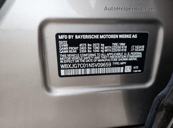 WBXJG7C01N5V09659 2022 BMW X1 Tan Widok komory silnika