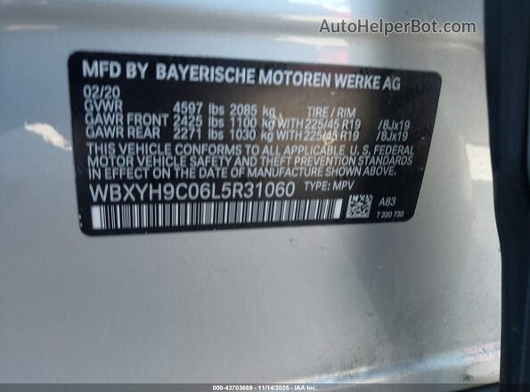 WBXYH9C06L5R31060 2020 BMW X2 Silver ძრავის განყოფილების ხედი