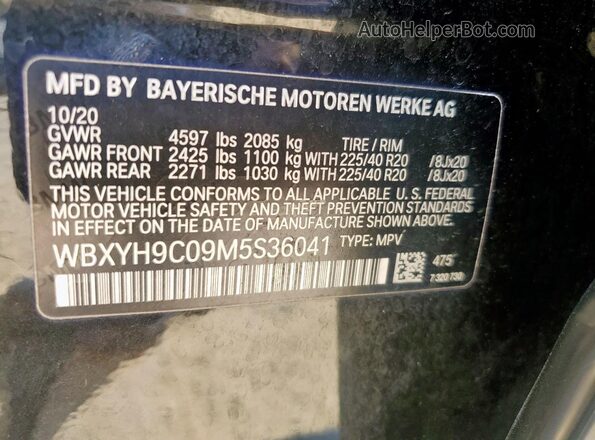 WBXYH9C09M5S36041 2021 BMW X2 Black Vista interior de 360 grados