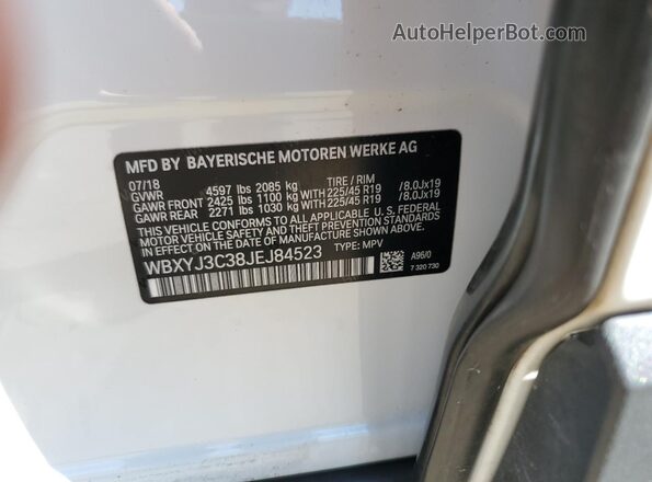 WBXYJ3C38JEJ84523 2018 BMW X2 White 