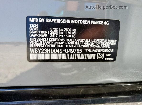 WBY23HD04SFU49785 2025 BMW I4 Серый Вид подкапотного пространства