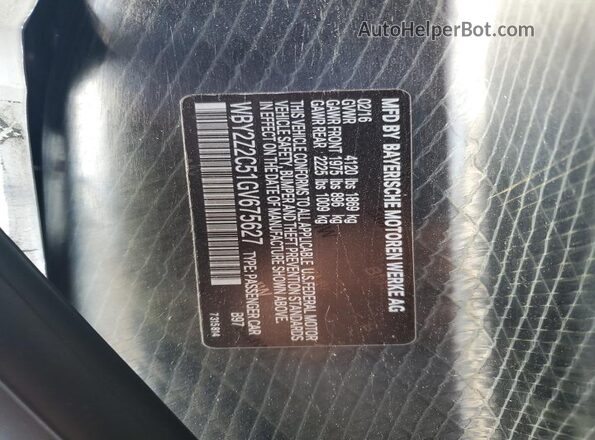 WBY2Z2C51GV675627 2016 BMW I8 Белый Вид наклейки с VIN-кодом