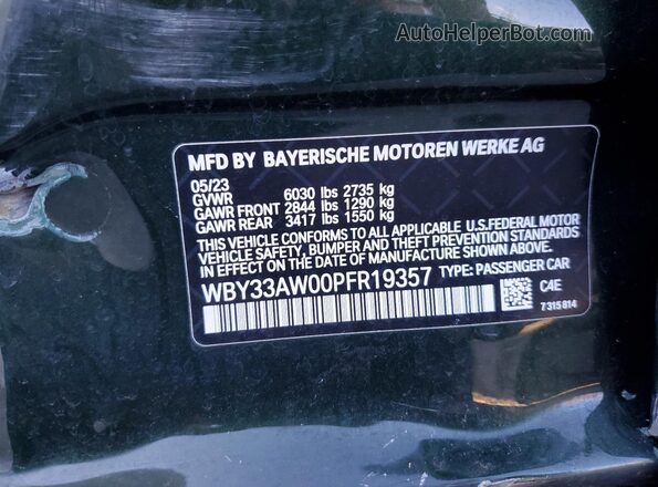 WBY33AW00PFR19357 2023 BMW I4 Зеленый Вид подкапотного пространства