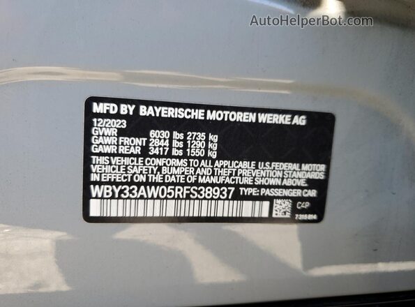 WBY33AW05RFS38937 2024 BMW I4 Gray Widok naklejki z numerem VIN