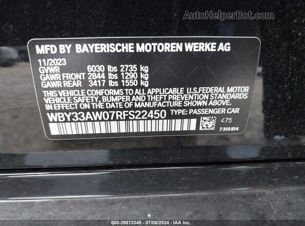 WBY33AW07RFS22450 2024 BMW I4 Black 