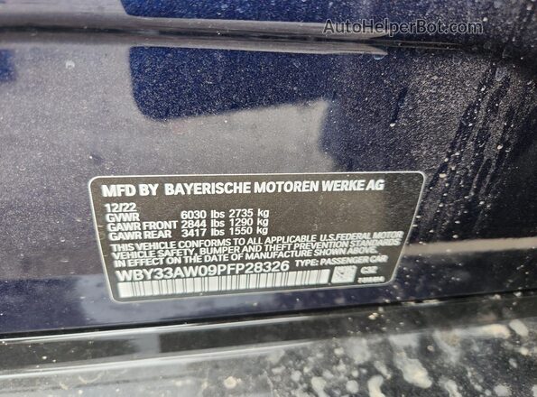 WBY33AW09PFP28326 2023 BMW I4 Blue Շարժիչի բաժամունքի տեսք