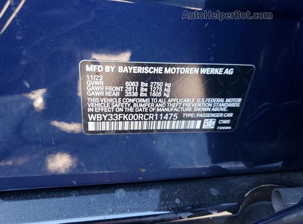 WBY33FK00RCR11475 2024 BMW OTHER Blue Вид підкапотного простору