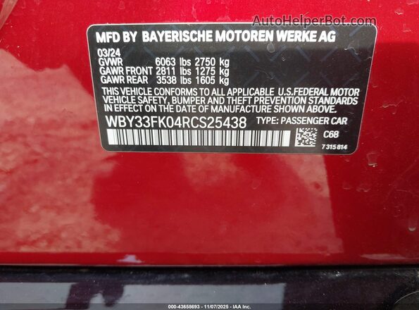 WBY33FK04RCS25438 2024 BMW OTHER Red Շարժիչի բաժամունքի տեսք