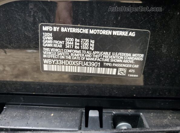 WBY33HD0XSFU43901 2025 BMW I4 Black Widok naklejki z numerem VIN