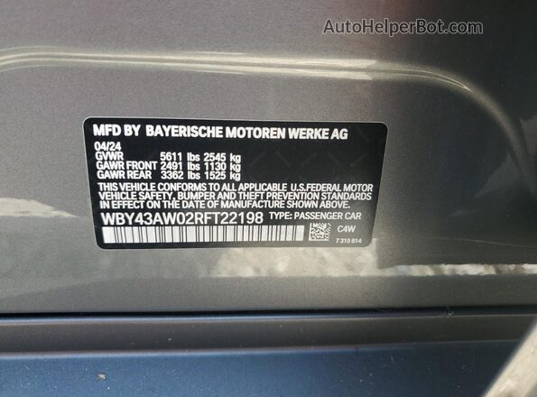 WBY43AW02RFT22198 2024 BMW I4 Серый Вид подкапотного пространства