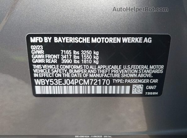 WBY53EJ04PCM72170 2023 BMW OTHER Серебряный Вид подкапотного пространства