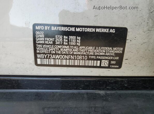 WBY73AW00NFN10810 2022 BMW I4 White Widok komory silnika