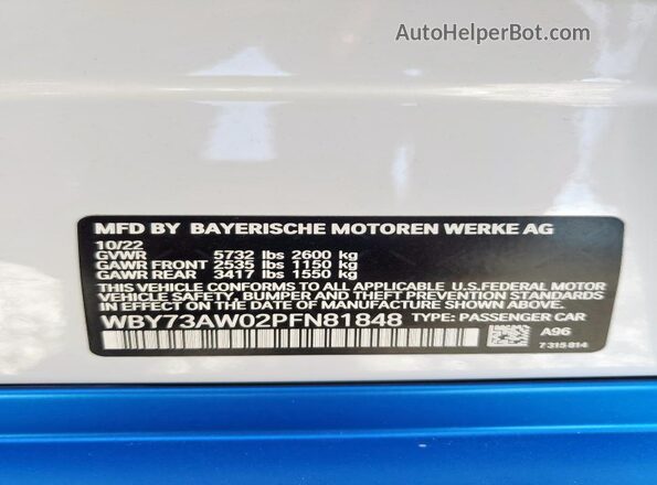 WBY73AW02PFN81848 2023 BMW I4 White Vista del compartimento del motor