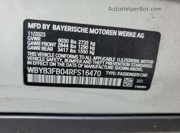 WBY83FB04RFS16470 2024 BMW I4 Белый 