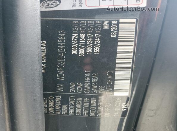 WD4PG2EE4J3445843 2018 MERCEDES-BENZ METRIS Black Вид наклейки з VIN-кодом