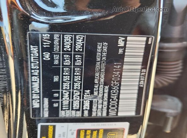 WDC0G4KB6GF034141 2016 MERCEDES-BENZ GLC-CLASS Black Widok naklejki z numerem VIN