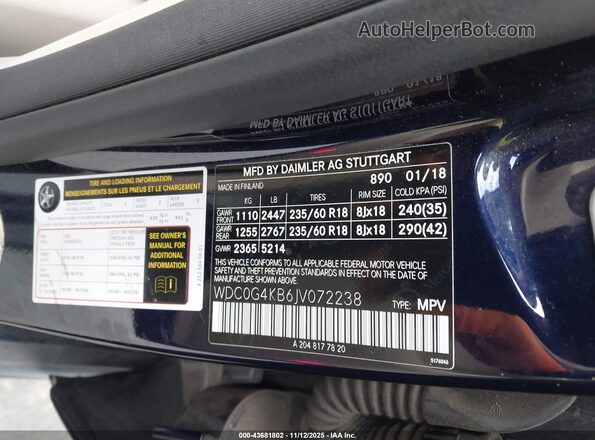 WDC0G4KB6JV072238 2018 MERCEDES-BENZ GLC 300 Blue 