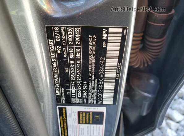WDC0G4KBXJV086742 2018 MERCEDES-BENZ GLC-CLASS Gray Vista de la etiqueta del VIN