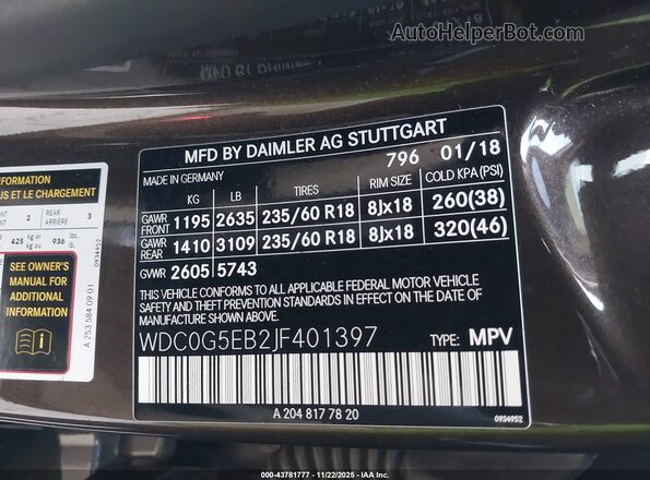 WDC0G5EB2JF401397 2018 MERCEDES-BENZ GLC 350E Brown Vista del compartimento del motor