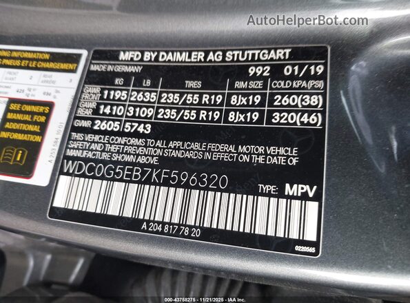 WDC0G5EB7KF596320 2019 MERCEDES-BENZ GLC 350E Gray ძრავის განყოფილების ხედი