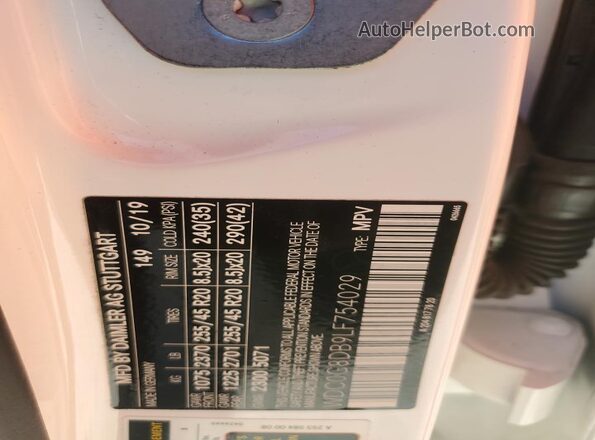 WDC0G8DB9LF754029 2020 MERCEDES-BENZ GLC-CLASS White VIN կոդի պիտակի տեսք