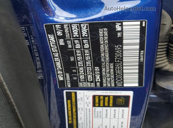 WDC0G8EB5LF730695 2020 MERCEDES-BENZ GLC-CLASS Blue Вид наклейки з VIN-кодом