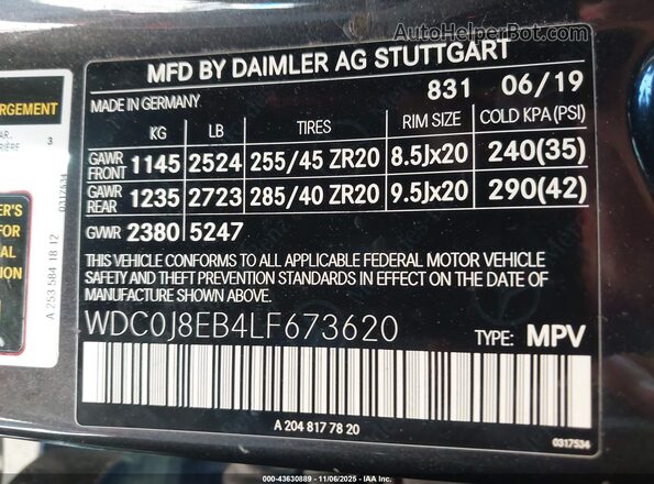 WDC0J8EB4LF673620 2020 MERCEDES-BENZ GLC 300 COUPE Black Вид підкапотного простору