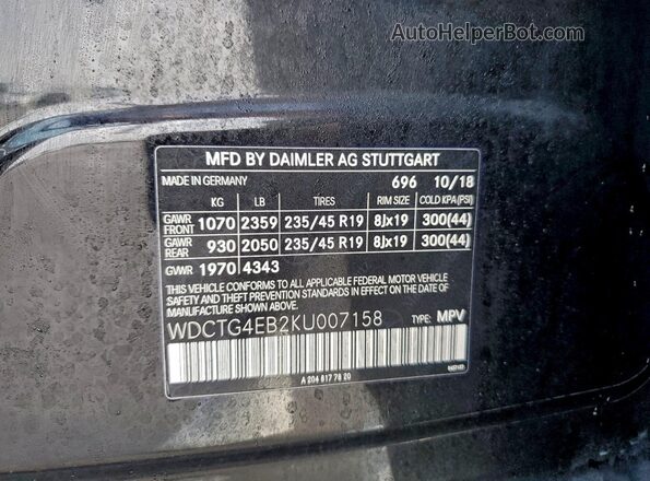 WDCTG4EB2KU007158 2019 MERCEDES-BENZ GLA Black Widok komory silnika