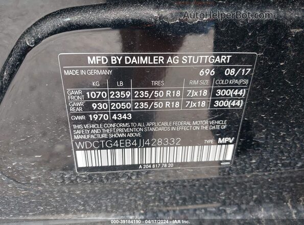 WDCTG4EB4JJ428332 2018 MERCEDES-BENZ GLA 250 Black 