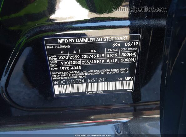 WDCTG4EB4LJ651201 2020 MERCEDES-BENZ GLA 250 Black Вид підкапотного простору