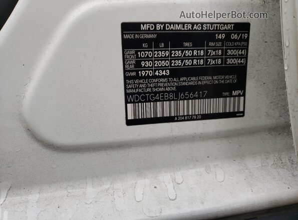 WDCTG4EB8LJ656417 2020 MERCEDES-BENZ GLA Белый Вид подкапотного пространства