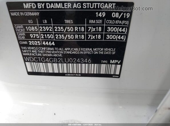 WDCTG4GB2LU024346 2020 MERCEDES-BENZ GLA 250 Black Engine compartment view