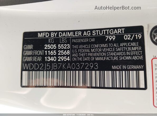 WDD2J5JB7KA037293 2019 MERCEDES-BENZ CLS-CLASS White Engine compartment view