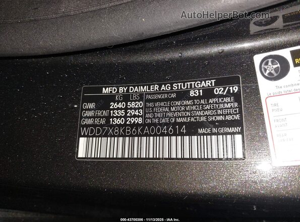 WDD7X8KB6KA004614 2019 MERCEDES-BENZ AMG GT 63 4-DOOR COUPE Черный Вид подкапотного пространства