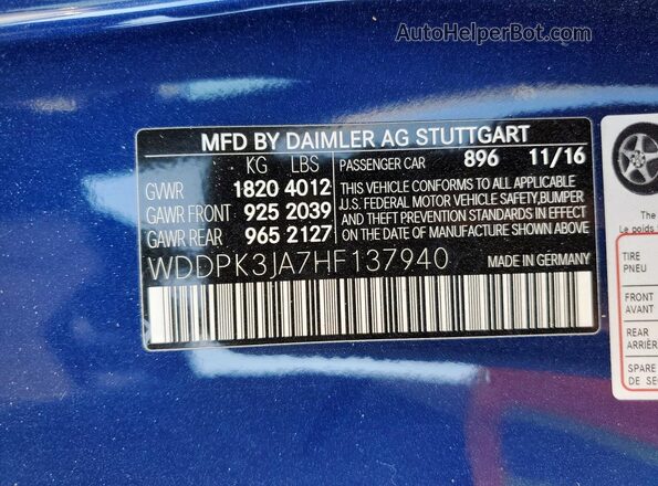 WDDPK3JA7HF137940 2017 MERCEDES-BENZ SLC Blue Շարժիչի բաժամունքի տեսք