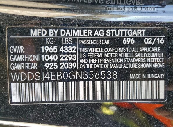 WDDSJ4EB0GN356538 2016 MERCEDES-BENZ CLA-CLASS Black Вид підкапотного простору