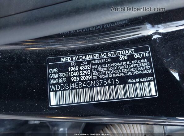 WDDSJ4EB4GN375416 2016 MERCEDES-BENZ CLA 250 Black Engine compartment view