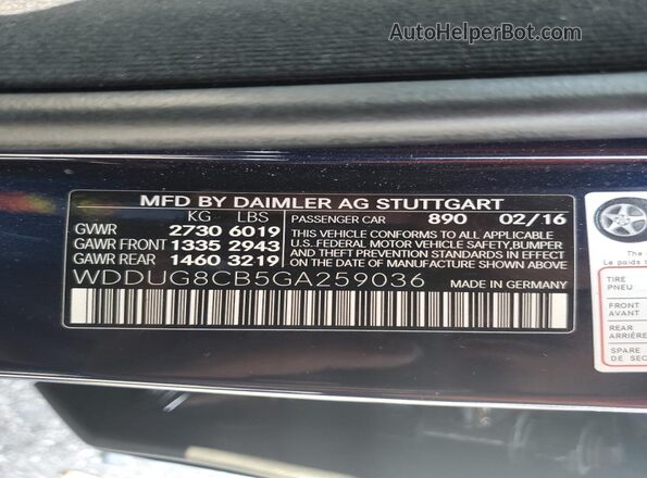 WDDUG8CB5GA259036 2016 MERCEDES-BENZ S Blue Engine compartment view