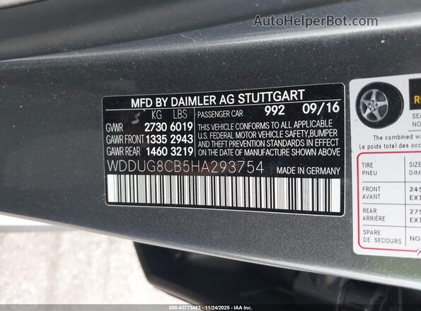 WDDUG8CB5HA293754 2017 MERCEDES-BENZ S-CLASS Gray Vista del compartimento del motor