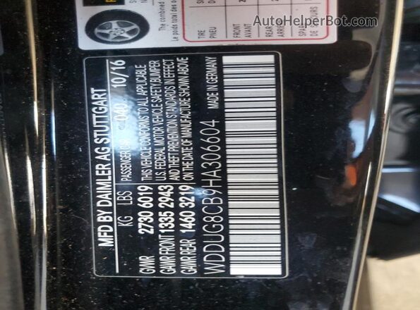 WDDUG8CB9HA306604 2017 MERCEDES-BENZ S Black Панорамний вид салону 360°