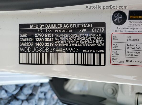 WDDUG8DB3KA469903 2019 MERCEDES-BENZ S White Widok komory silnika