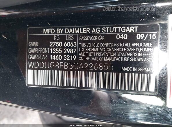 WDDUG8FB3GA226855 2016 MERCEDES-BENZ S-CLASS Black Widok komory silnika