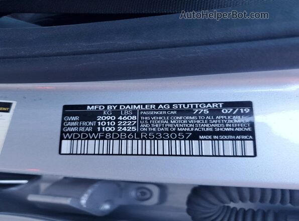WDDWF8DB6LR533057 2020 MERCEDES-BENZ C Silver Vista del compartimento del motor