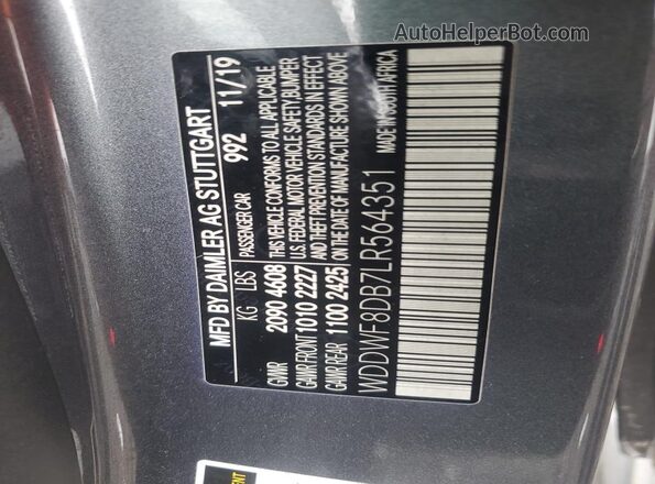 WDDWF8DB7LR564351 2020 MERCEDES-BENZ C Gray Engine compartment view