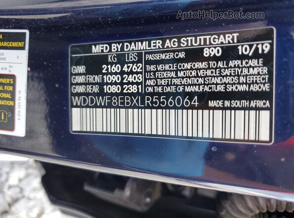 WDDWF8EBXLR556064 2020 MERCEDES-BENZ C Синий Вид подкапотного пространства