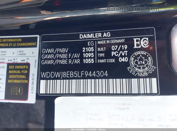 WDDWJ8EB5LF944304 2020 MERCEDES-BENZ C-CLASS Black 