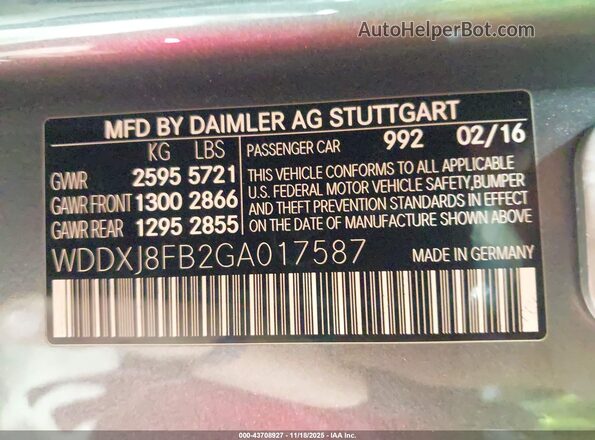 WDDXJ8FB2GA017587 2016 MERCEDES-BENZ S-CLASS Gray Engine compartment view