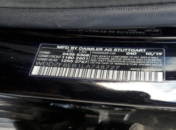 WDDZF8EB1LA748727 2020 MERCEDES-BENZ E Black Շարժիչի բաժամունքի տեսք