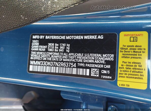 WMW33DK07N2R63754 2022 MINI HARDTOP Blue Engine compartment view